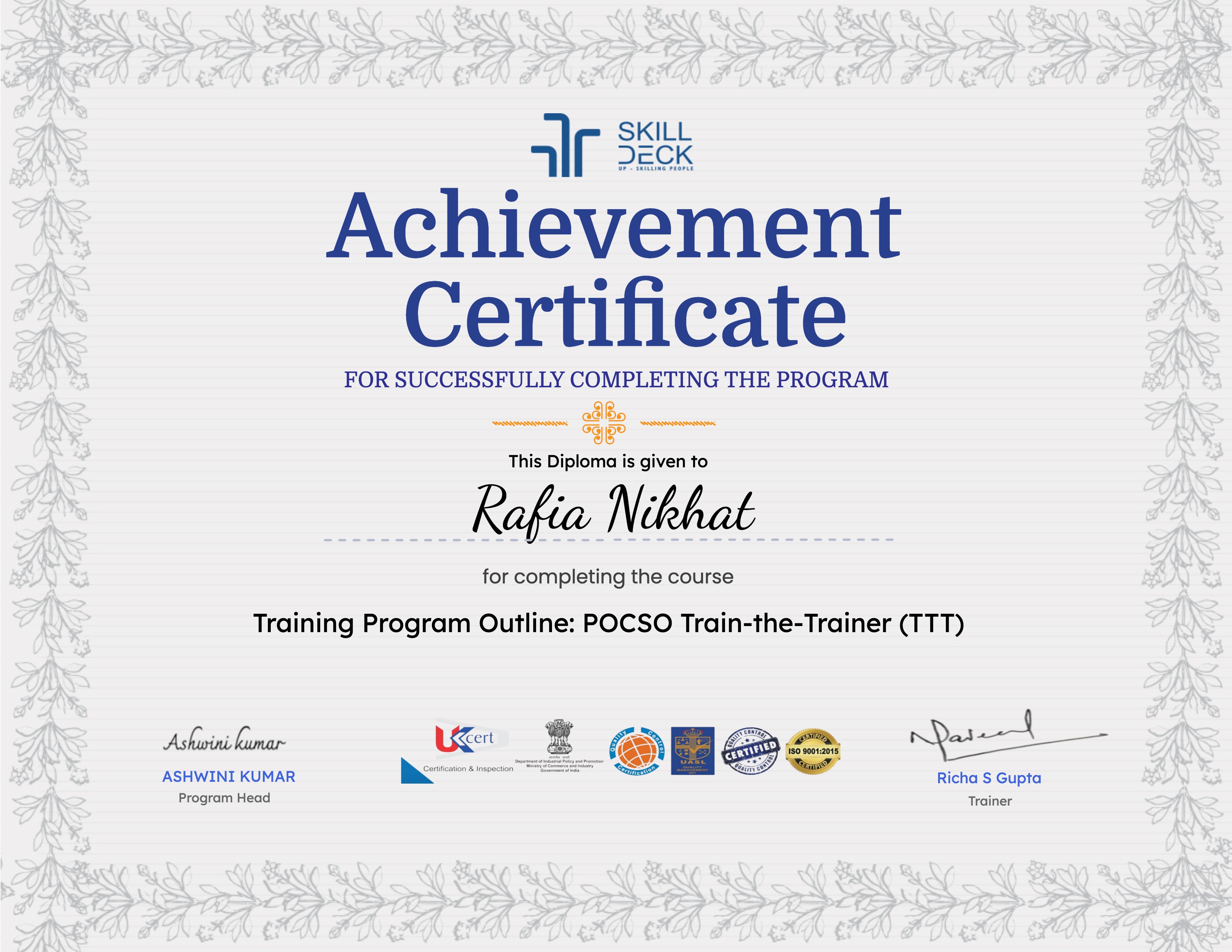 Training Program Outline: POCSO Train-the-Trainer (TTT)